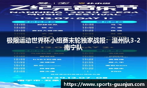 极限运动世界杯小组赛末轮独家战报：温州队3-2南宁队